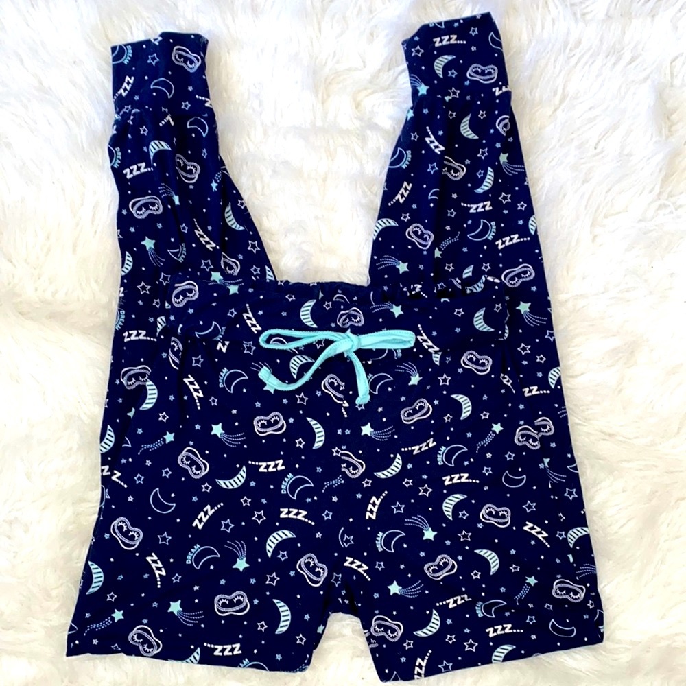 French Affair Dark Blue and White Moon and Star Printed Pajama Joggers